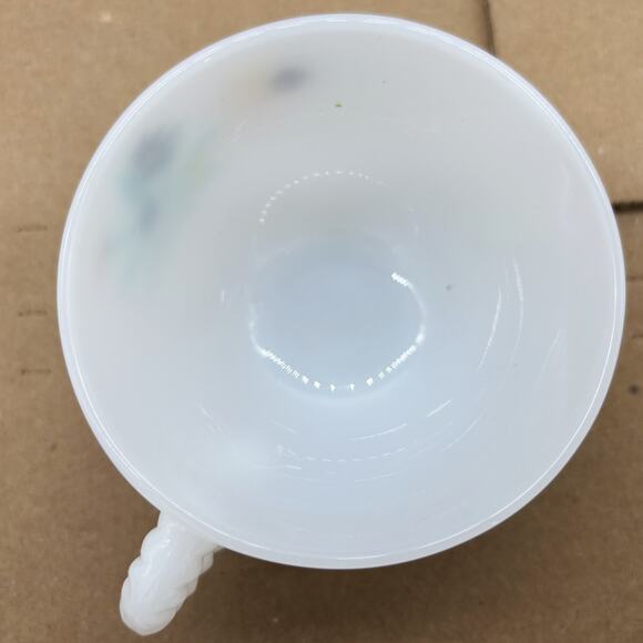 Vtg Federal Milk Glass Atomic Flower Patio Snack Set Plates Tea Cups 8pc MCM 50s - Picture 10 of 13